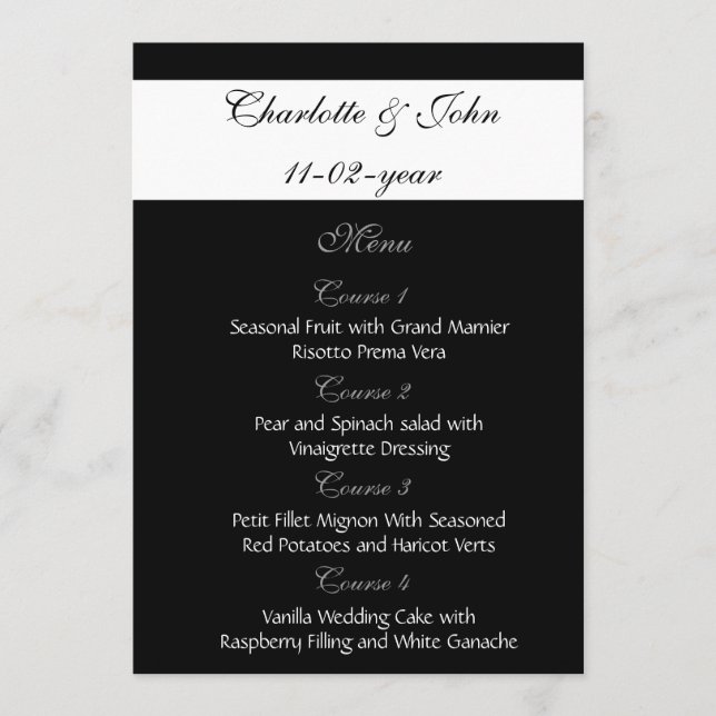 black wedding menu (Front)