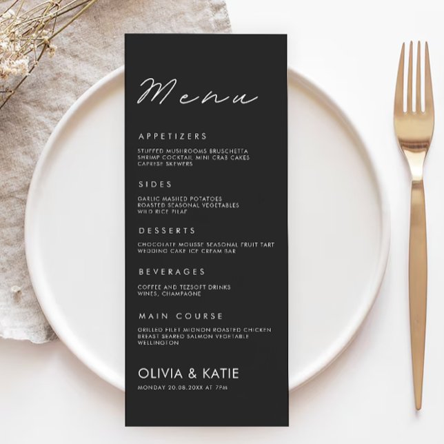 Black Wedding Menu Cards Template (Black Wedding Menu Cards Template)