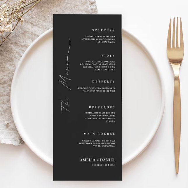 Black Wedding Menu Cards Template (Black Wedding Menu Cards Template)