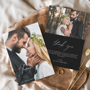 Black Wedding Minimalist Thank You Cards