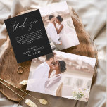 Black Wedding Minimalist Thank You Cards<br><div class="desc">Budget Wedding Thank You Cards that have a photo on the front and back. The Thank you cards contain a modern hand lettered cursive script typography that are elegant,  simple and modern to use after you wedding day celebration.</div>