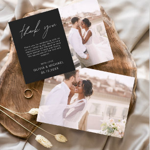 Black Wedding Minimalist Thank You Cards