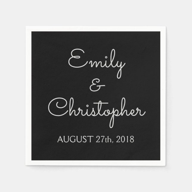 Black Wedding or Reception Simple Napkins (Front)