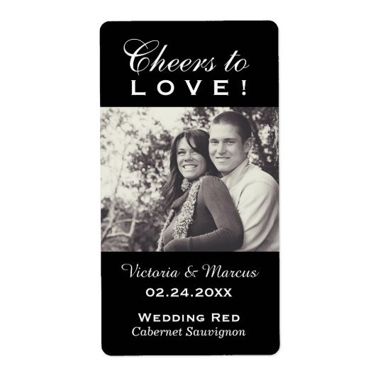 Black Wedding Photo Wine Bottle Favour Labels