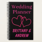 Black Wedding Planner Hot Pink Joined Hearts