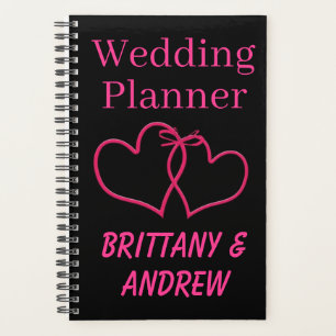 Black Wedding Planner Hot Pink Joined Hearts