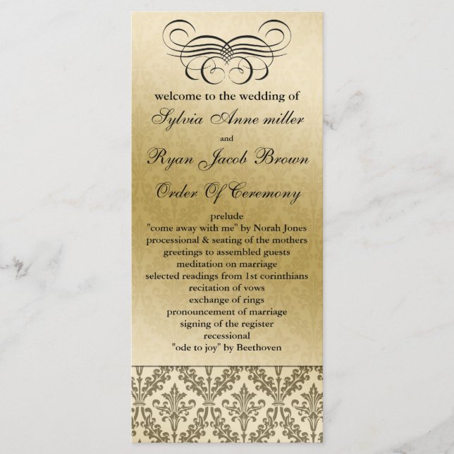 black  Wedding program (Front)