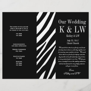 Black Wedding Program Zebra Stripes Pattern