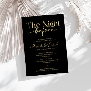 Black Wedding Rehearsal Dinner Invitation