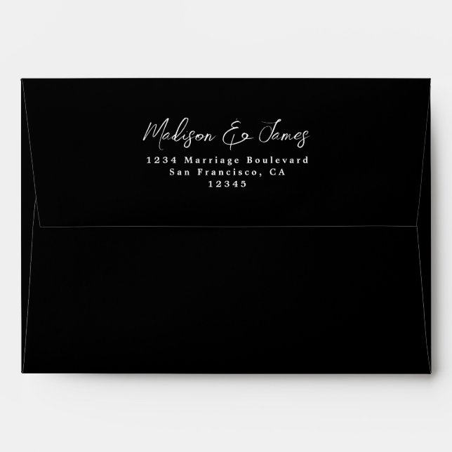 Black Wedding Return Address Envelope (Back (Top Flap))