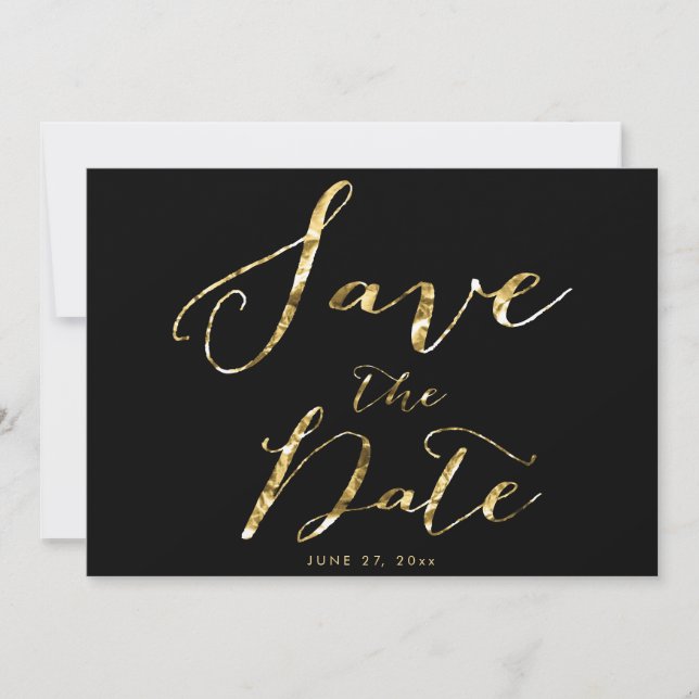 Black Wedding Save The Date Cards Elegant (Front)