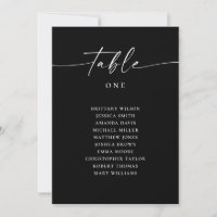 Black Wedding Seating Chart | Minimalist Formal