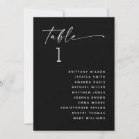 Black Wedding Seating Chart | Modern Evening