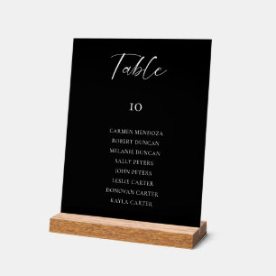 Black Wedding Seating Chart Table Card Elegant