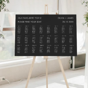 Black Wedding Seating Chart Template
