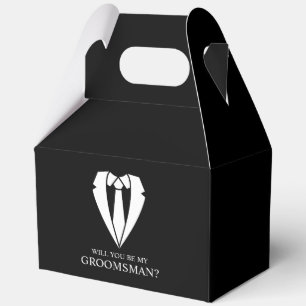 Black Wedding Suit and Tie Groomsman Proposal Favour Box