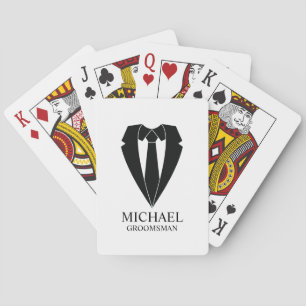 Black Wedding Suit and Tie Personalised Groomsmen Playing Cards