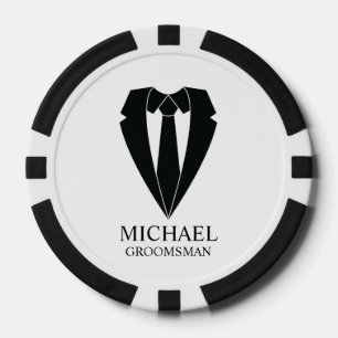 Black Wedding Suit and Tie Personalised Groomsmen Poker Chips