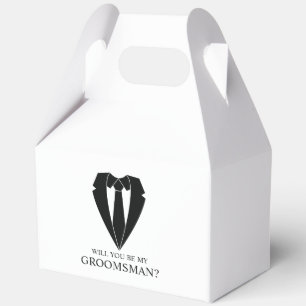 Black Wedding Suit Groomsman Proposal Favour Box