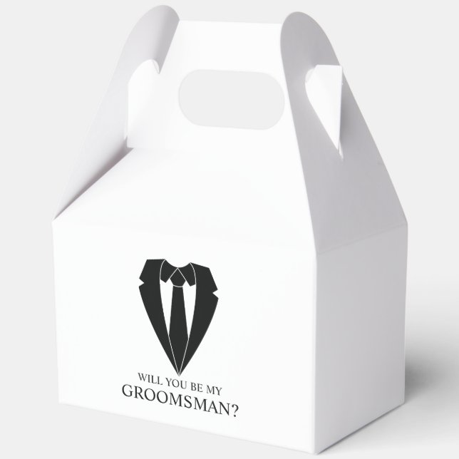 Black Wedding Suit Groomsman Proposal Favour Box (Front)
