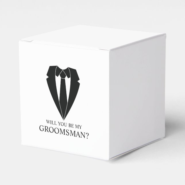 Black Wedding Suit Groomsman Proposal Favour Box (Front Side)
