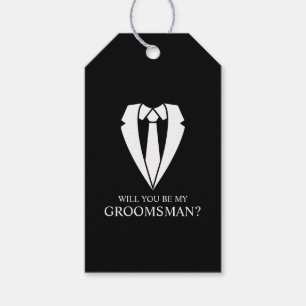 Black Wedding Suit Personalised Groomsman Proposal Gift Tags