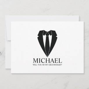 Black Wedding Suit Personalised Groomsman Proposal Invitation