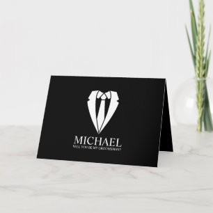 Black Wedding Suit Personalised Groomsman Proposal Invitation