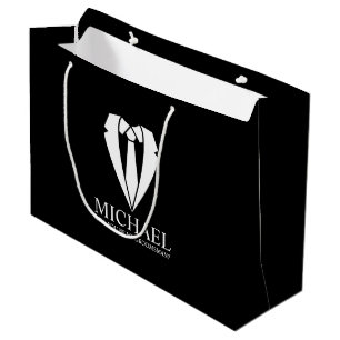 Black Wedding Suit Personalised Groomsman Proposal Large Gift Bag