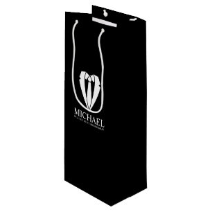 Black Wedding Suit Personalised Groomsman Proposal Wine Gift Bag