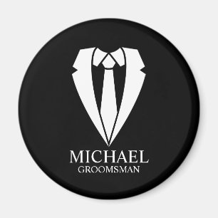 Black Wedding Suit Personalised Groomsmen Magnet