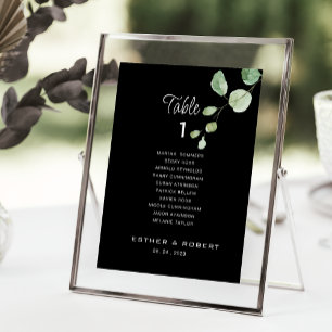 Black Wedding Table Number 1 Seating Chart