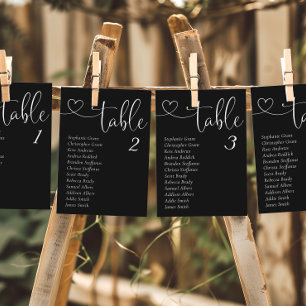 Black Wedding Table Seating Chart Cards