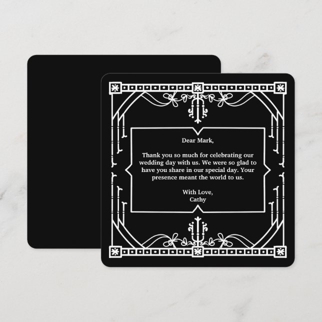 Black Wedding Thank You Card (Front/Back)