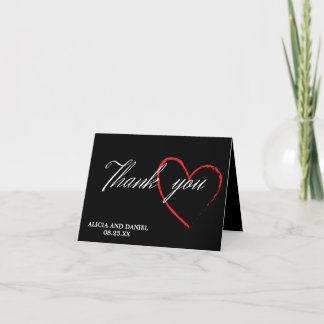 Black wedding thank you card
