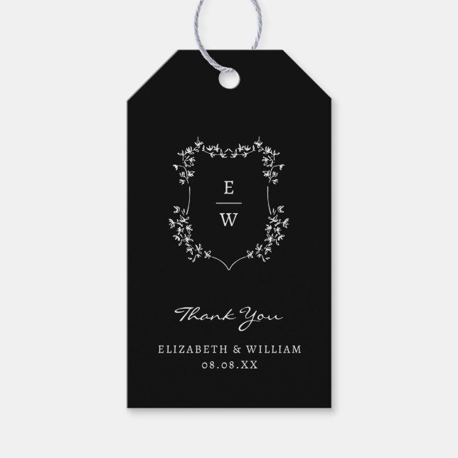Black Wedding Thank You Gift Tags (Front)