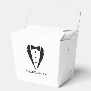 Black Wedding Tuxedo Suit and Bow Tie Groomsmen Favour Box