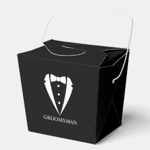 Black Wedding Tuxedo Suit and Bow Tie Groomsmen Favour Box