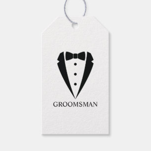 Black Wedding Tuxedo Suit and Bow Tie Groomsmen Gift Tags