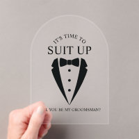 Black Wedding Tuxedo Suit Groomsman Proposal