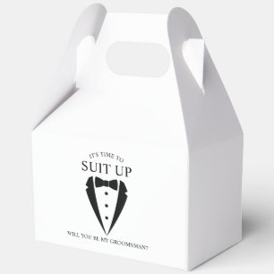 Black Wedding Tuxedo Suit Groomsman Proposal Favour Box