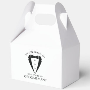 Black Wedding Tuxedo Suit Groomsman Proposal Favour Box