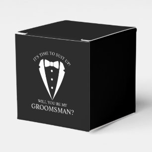 Black Wedding Tuxedo Suit Groomsman Proposal Favour Box