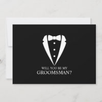 Black Wedding Tuxedo Suit Groomsman Proposal