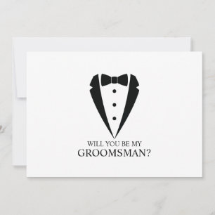 Black Wedding Tuxedo Suit Groomsman Proposal Invitation