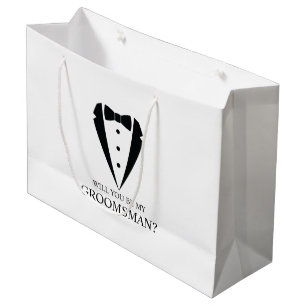 Black Wedding Tuxedo Suit Groomsman Proposal Large Gift Bag