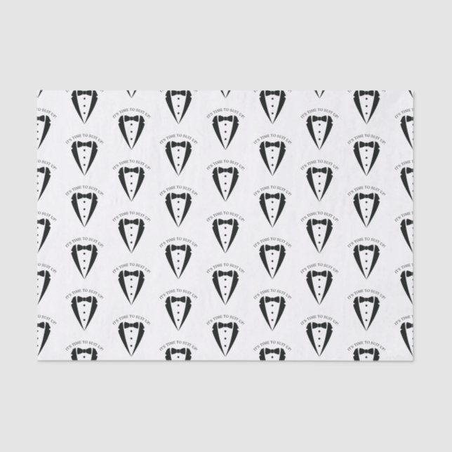Black Wedding Tuxedo Suit Groomsman Proposal Tissue Paper (Front)