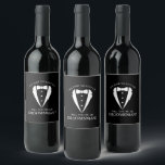 Black Wedding Tuxedo Suit Groomsman Proposal Wine Label<br><div class="desc">Make Your Wedding Unforgettable – Add a personal touch with a groomsman proposal wine label
featuring a tuxedo suit and bow tie illustration with groomsmen proposal message in a classic serif font.</div>