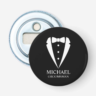 Black Wedding Tuxedo Suit Personalised Groomsmen Bottle Opener