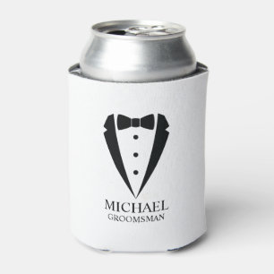Black Wedding Tuxedo Suit Personalised Groomsmen Can Cooler